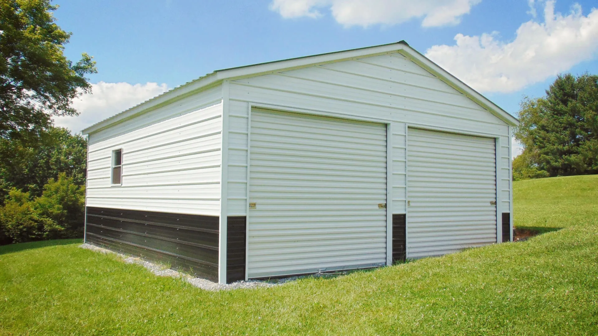 Custom metal garage built and installed by Tidewater Steel Buildings